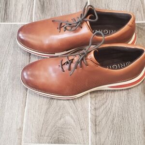 Cole Haan Brown Leather Lace-Up Oxfords with Red Accent
